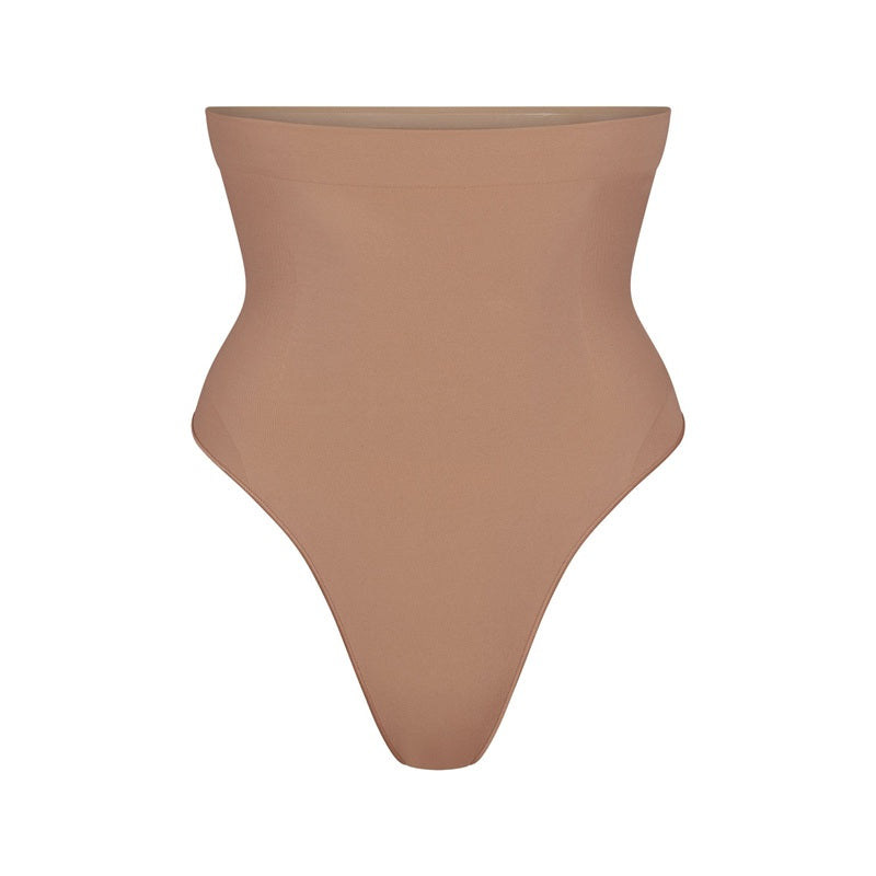 NWOT Skims XS Seamless Sculpt High Waisted Thong Dk Beige 136791
