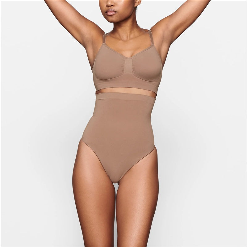 NWOT Skims XS Seamless Sculpt High Waisted Thong Dk Beige 136791