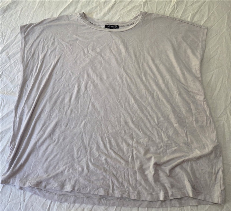 NWOT Eileen Fisher M Gray Cropped Crew Neck Short Sleeve Tee Shirt 136796