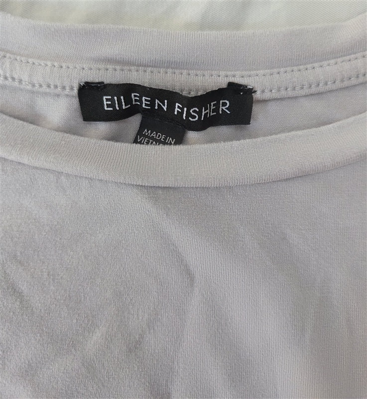 NWOT Eileen Fisher M Gray Cropped Crew Neck Short Sleeve Tee Shirt 136796