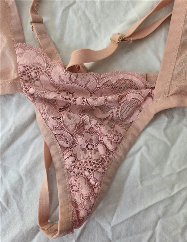 NWT Free People WE ARE HAH Small Pink Wrap Around Thong Panties 136794