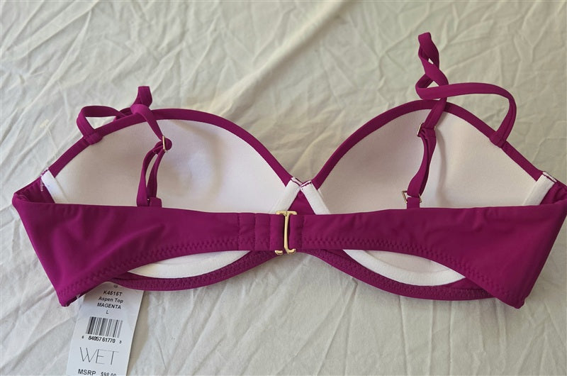 NWT Wet LA Large Aspen Top Swim Bikini Padded Magenta 136795
