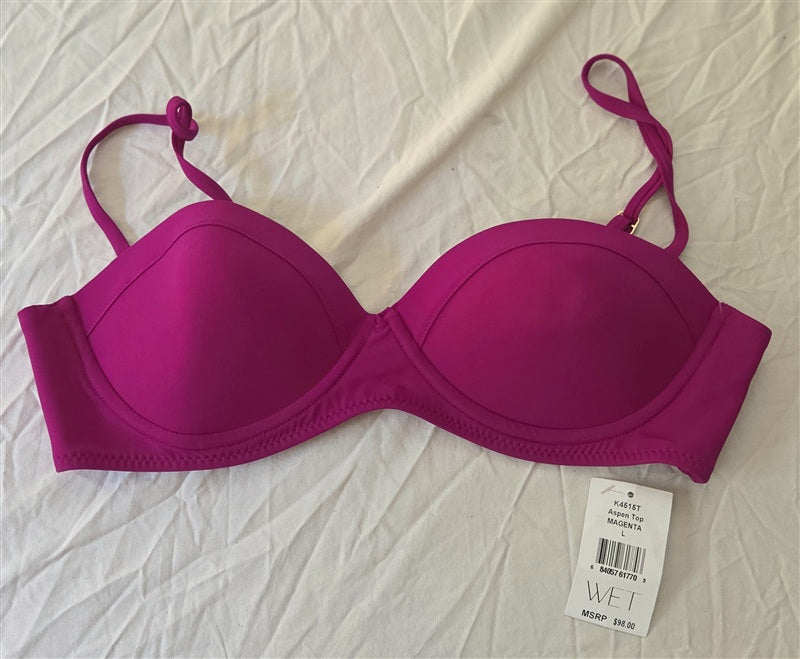 NWT Wet LA Large Aspen Top Swim Bikini Padded Magenta 136795