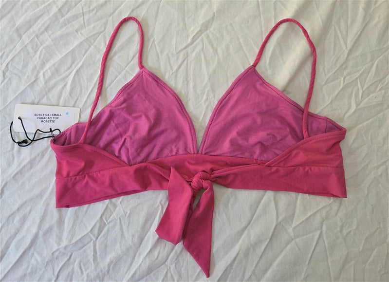 NWT Rachel Pally S Curacao Rosette Pink Triangle Halter Bikini Swim Top 136796