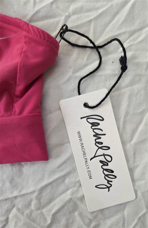 NWT Rachel Pally S Curacao Rosette Pink Triangle Halter Bikini Swim Top 136796