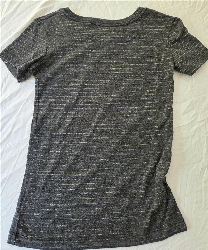 NWOT MLB L 10/12 Atlanta Braves Girls Glitter Stripe Baseball T Shirt 136797