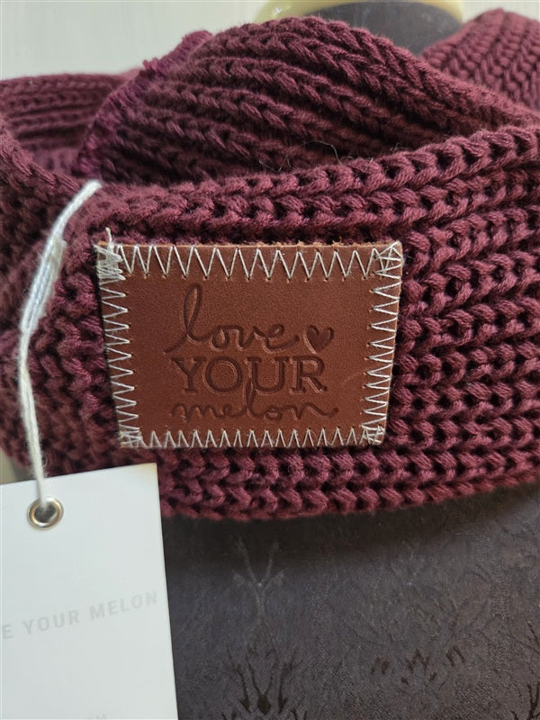 NWT Love Your Melon Cotton Knit Burgundy Infinity Scarf 136801