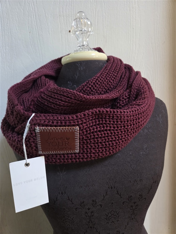 NWT Love Your Melon Cotton Knit Burgundy Infinity Scarf 136801