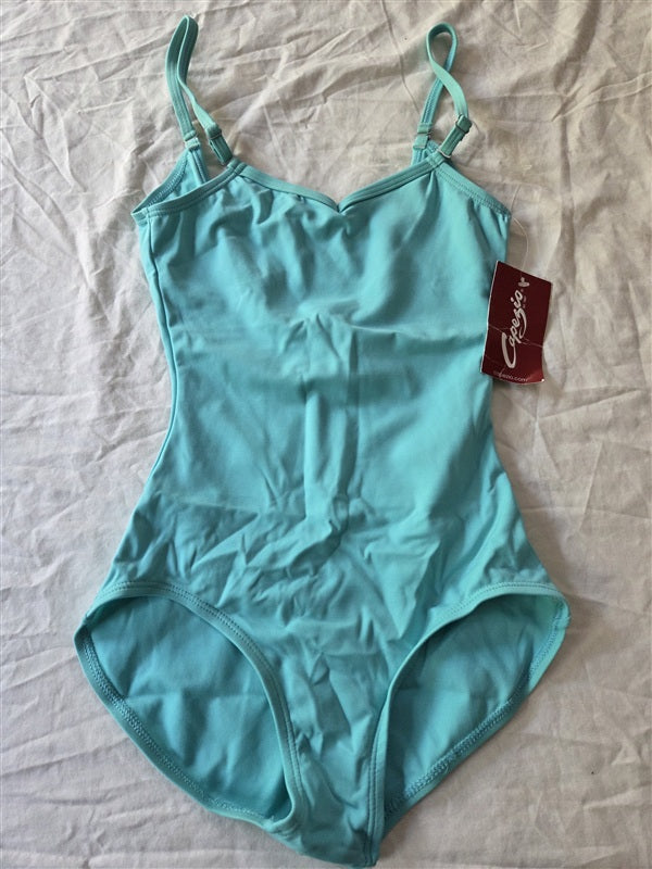 NWt Capezio SM TB1420 Camisole Leotard w/ Adjustable Straps Adult Aqua 136804