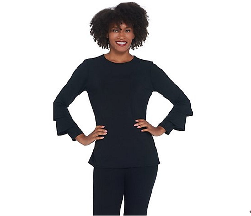NWT Joan Rivers Jerse Knit Top Ruffle Sleeve Detail Medium 136808