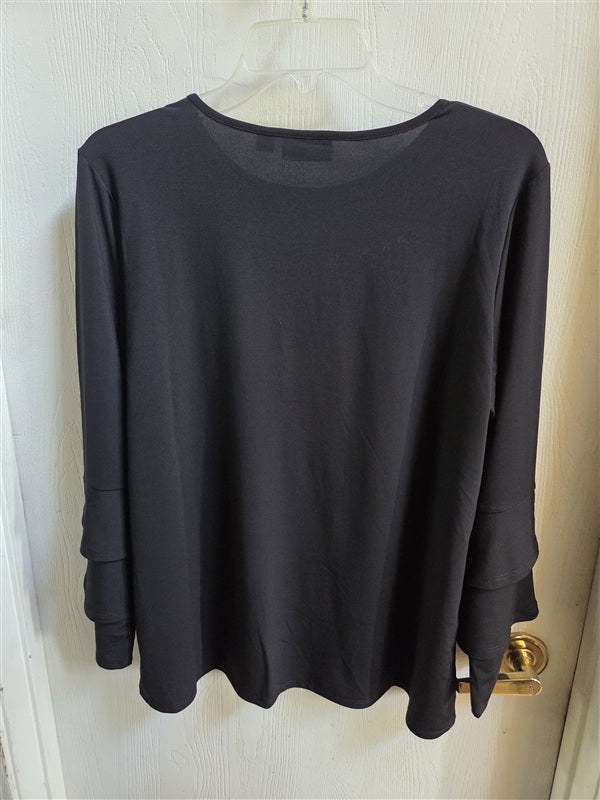 NWT Joan Rivers Jerse Knit Top Ruffle Sleeve Detail Medium 136808