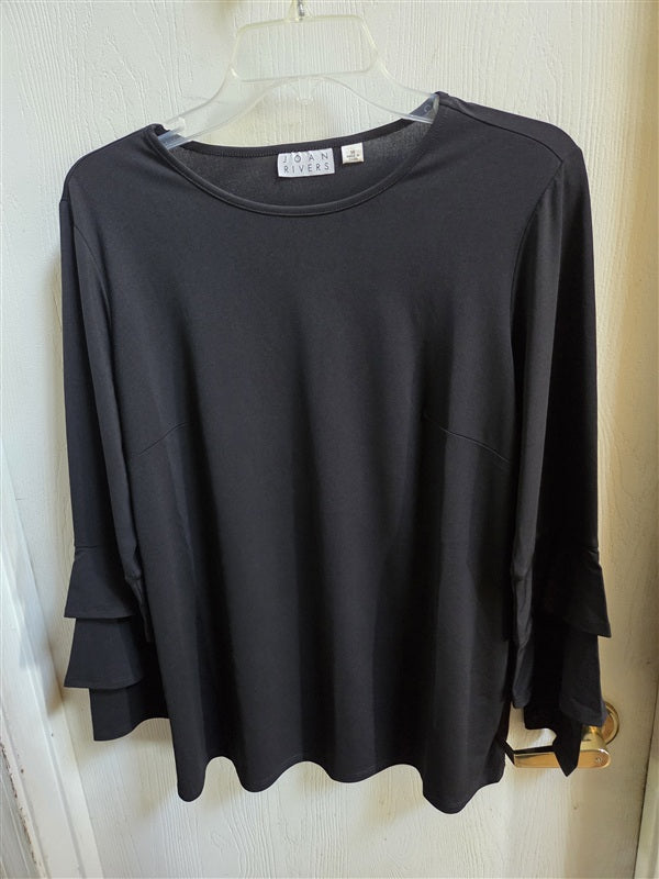 NWT Joan Rivers Jerse Knit Top Ruffle Sleeve Detail Medium 136808