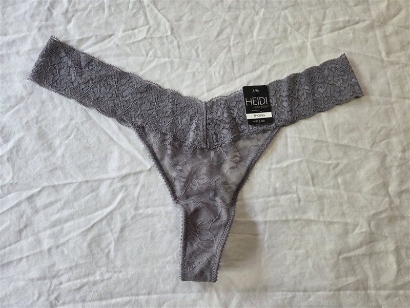 NWT Heidi Klum M Intimates Stretch Lace Thong H37-1176B Gray 136820