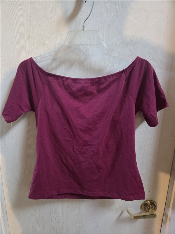 NWOT Soft Surroundings 38B Underwire Bra Tee Shirt Wine Off Shoulder 136824