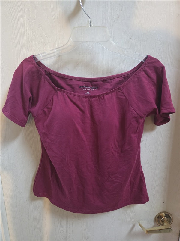 NWOT Soft Surroundings 38B Underwire Bra Tee Shirt Wine Off Shoulder 136824