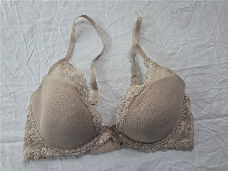 NWOT Natori 34C Jasper Feathers Bra Plunge T shirt 721255 Beige 136829