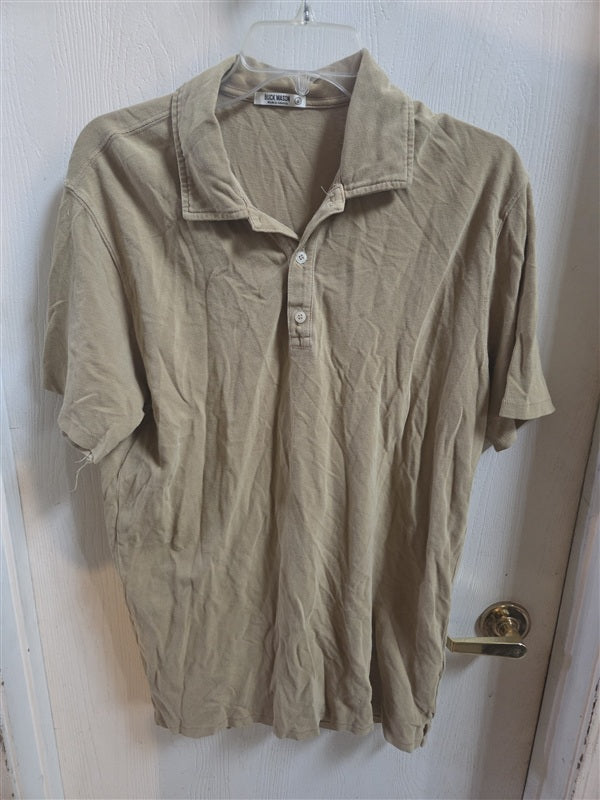 NWOT Buck Mason L Pique Short Sleeve Polo T Shirt Tan 136832