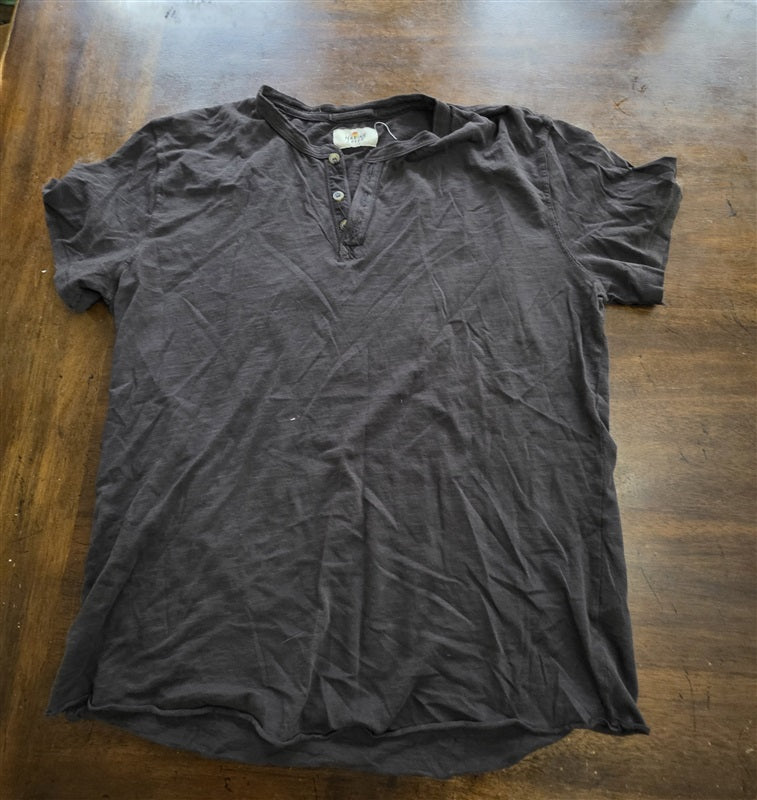 NWOT Marine Layer L Brown Short Sleeve Henley T Shirt 136833
