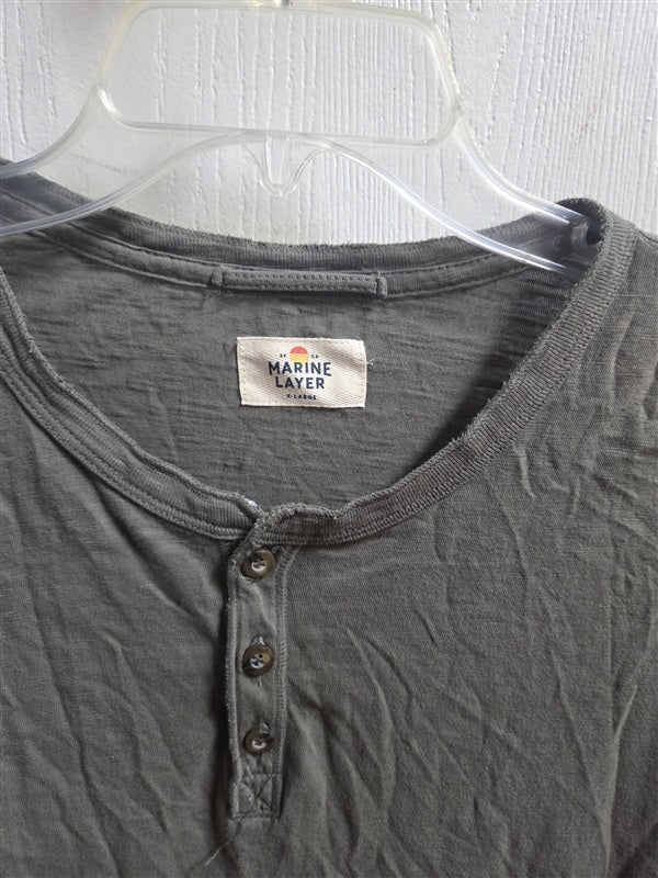 NWOT Marine Layer XL Olive Green Short Sleeve Henley T Shirt 136838