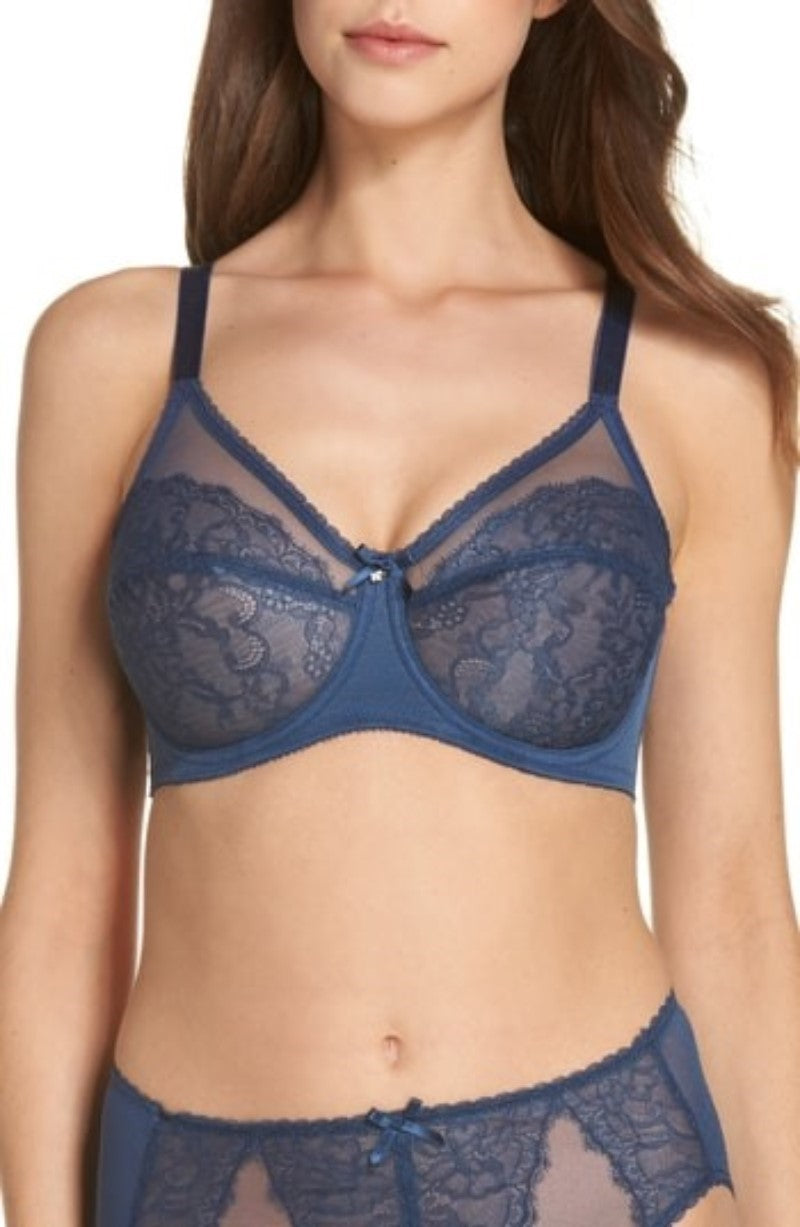 NWT Wacoal 38D Chantilly Lace Retro Chic Bra 855186 Blue 136840