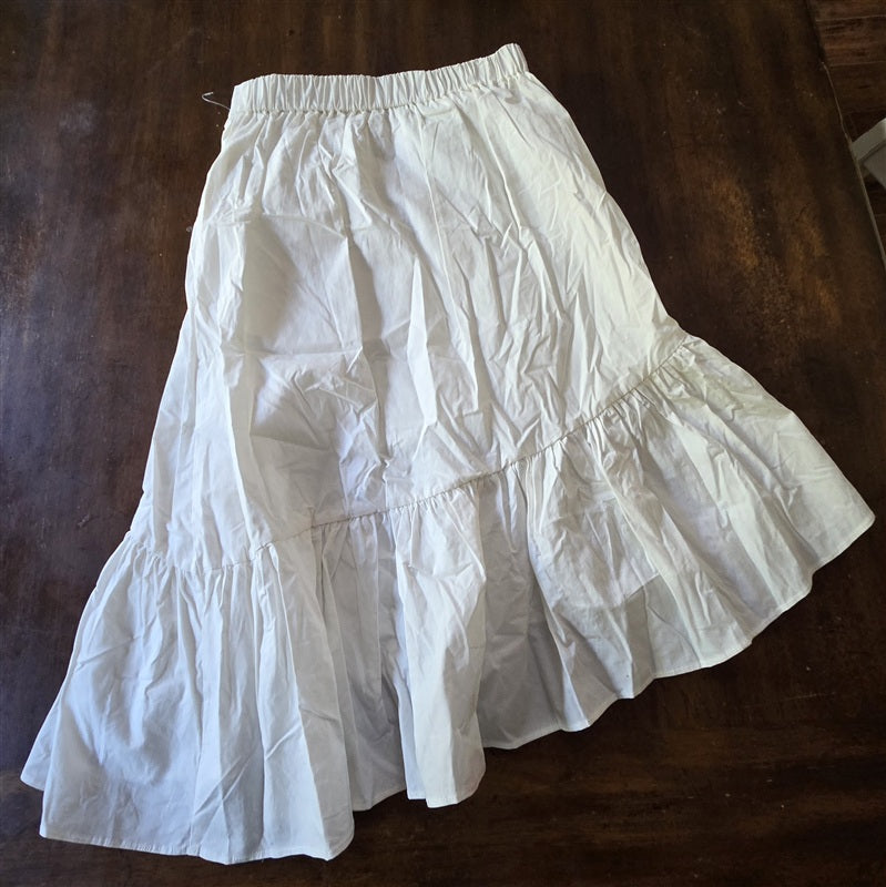 NWOT Anthropologie J.O.A. MED Ruffle Asymmetrical White Skirt 136842
