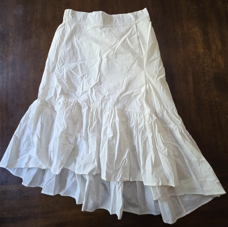 NWOT Anthropologie J.O.A. MED Ruffle Asymmetrical White Skirt 136842