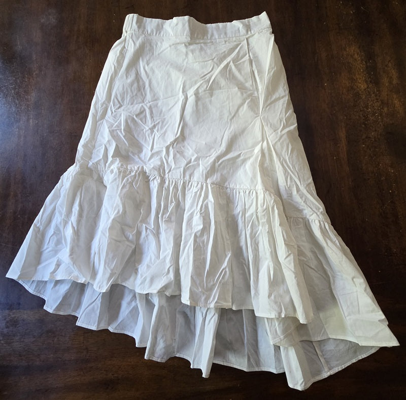 NWOT Anthropologie J.O.A. MED Ruffle Asymmetrical White Skirt 136842