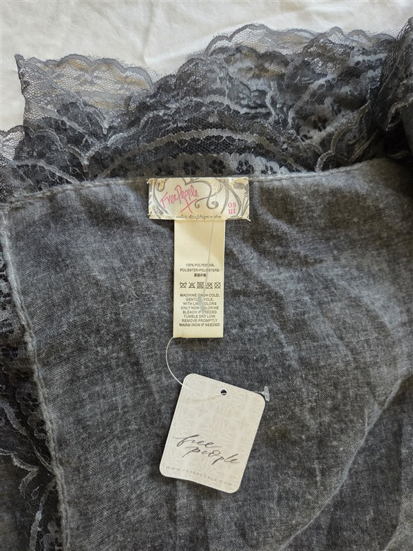 NWT Free People Love Lace Washed Black Sarong Scarf 136843