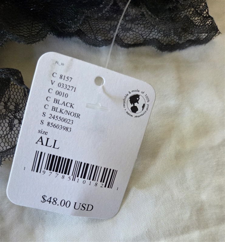 NWT Free People Love Lace Washed Black Sarong Scarf 136843