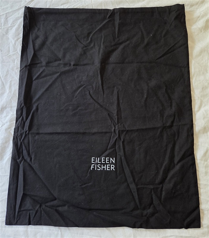 NWOT Eileen Fisher Dust Bag for Purse Black Drawstring Black White 136844