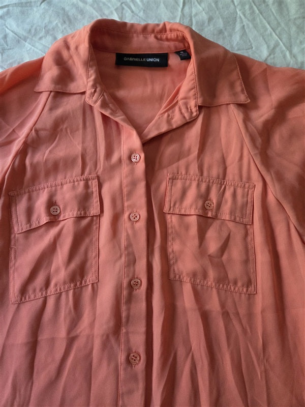 NWT Gabrielle Union S Coral Orange 3/4 Sleeve Tunic Top 136848