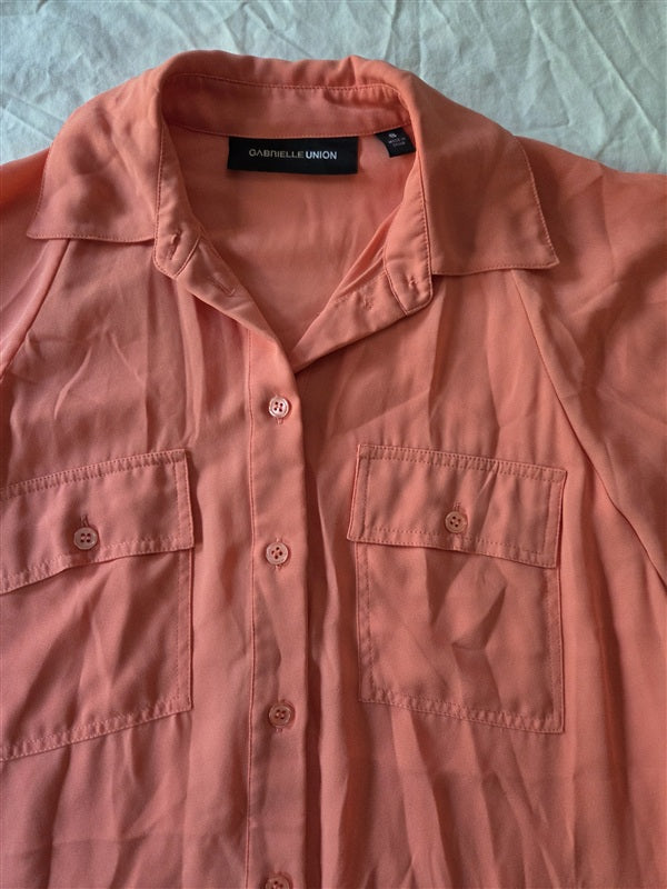 NWT Gabrielle Union S Coral Orange 3/4 Sleeve Tunic Top 136848