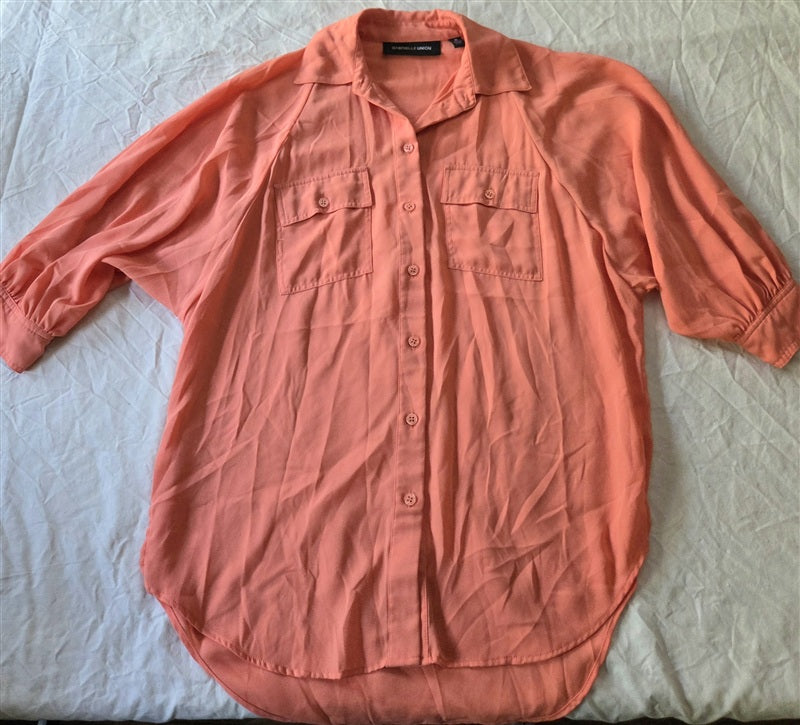 NWT Gabrielle Union S Coral Orange 3/4 Sleeve Tunic Top 136848