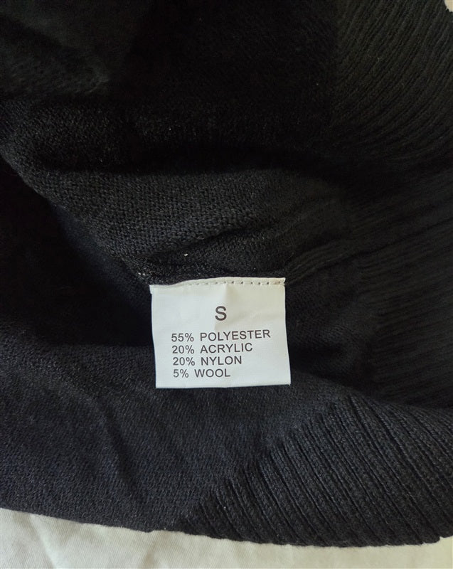 NWT NYJD S V Neck Side Drawstring Black Wool Blend Sweater 136849