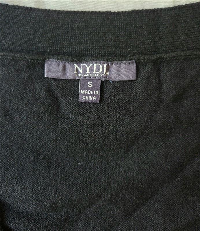 NWT NYJD S V Neck Side Drawstring Black Wool Blend Sweater 136849