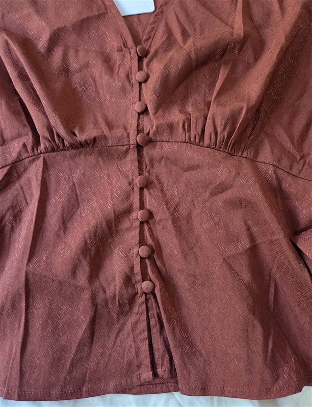 NWT Anthropologie J.O.A. Small Empire Waist Long Sleeve Peplum Blouse 136851