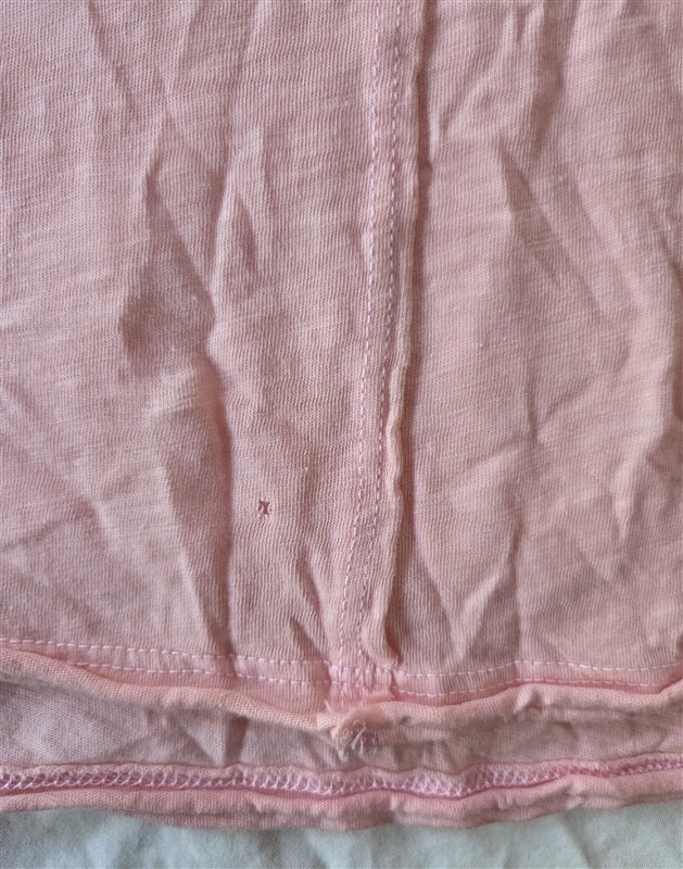 NWOT Michael Stars L Baxter Raw Hem V Neck Short Sleeve T Shirt Pink 136853