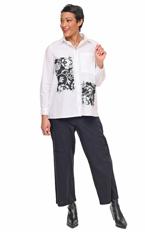 NWT Tulip M Big Pocket Crinkle Cropped Black Pants 136854