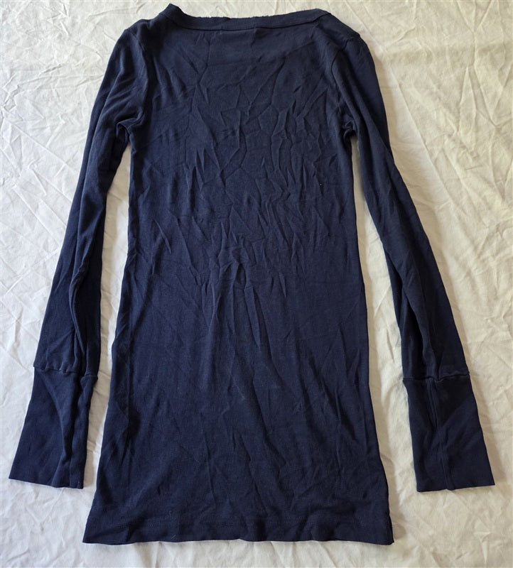 NWOT Michael Stars S Legacy Long Sleeve Raw Edge T Shirt Blue 136858