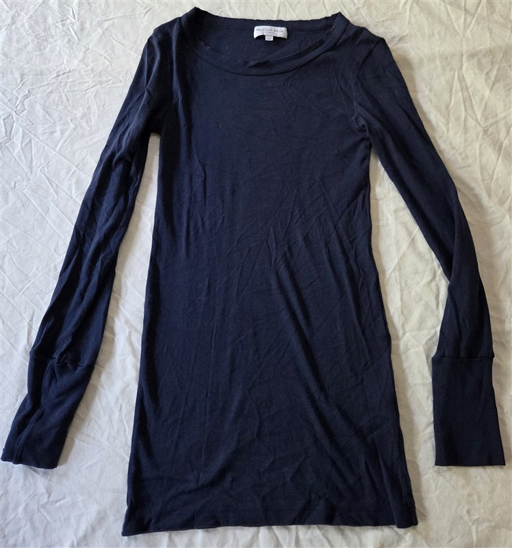 NWOT Michael Stars S Legacy Long Sleeve Raw Edge T Shirt Blue 136858