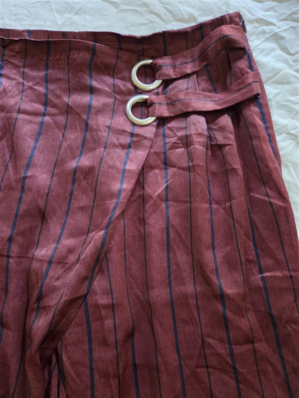 NWOT Anthropologie J.O.A. L Stripe Blue Wine Crop Pants 136860