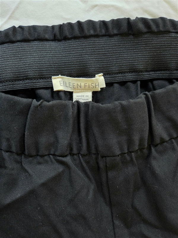 NWOT Eileen Fisher XXS Elastic Waist Straight Leg Pants Black Stretch 136862