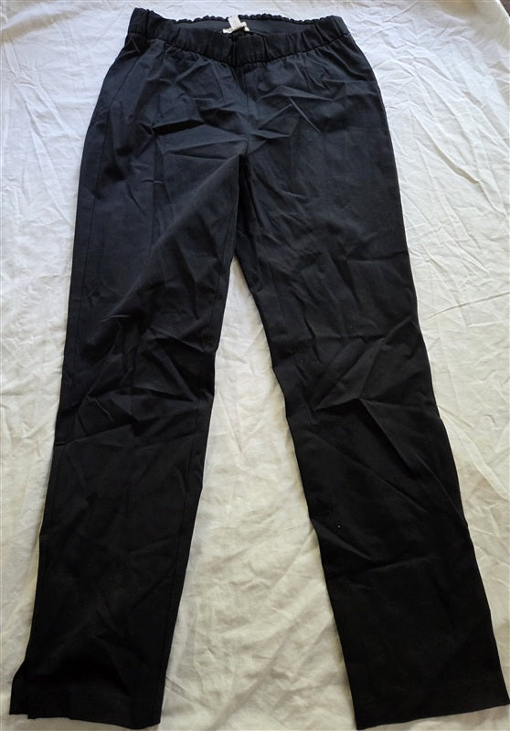 NWOT Eileen Fisher XXS Elastic Waist Straight Leg Pants Black Stretch 136862