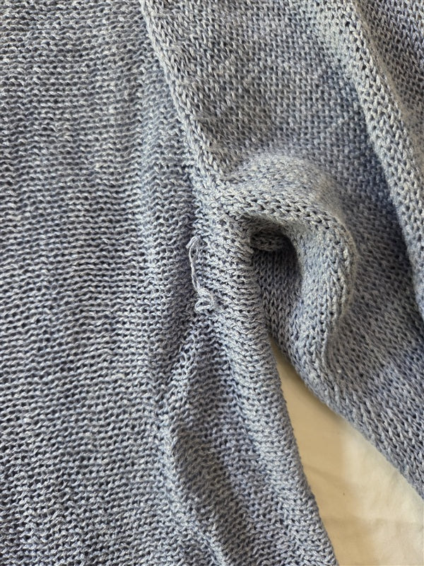 NWOT Eileen Fisher S Organic Linen Open Lace Knit Blue Sweater 136865