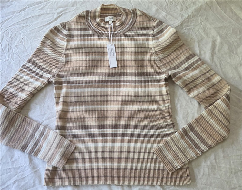 NWT Anthropologie Gentle Fawn XL Elyse Top Cream Stripe Sweater 136868