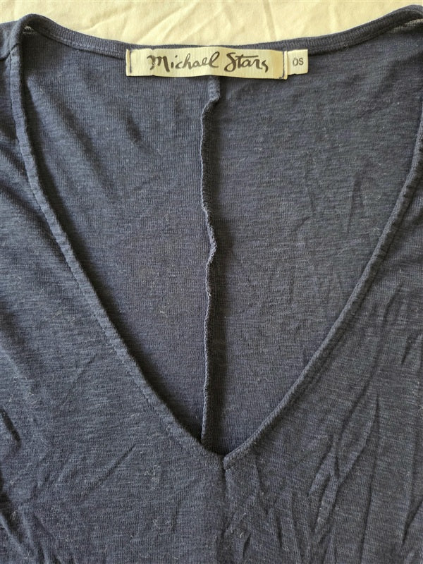 NWOT Michael Stars OS Supima Long Sleeve V Neck Tee Shirt 136871
