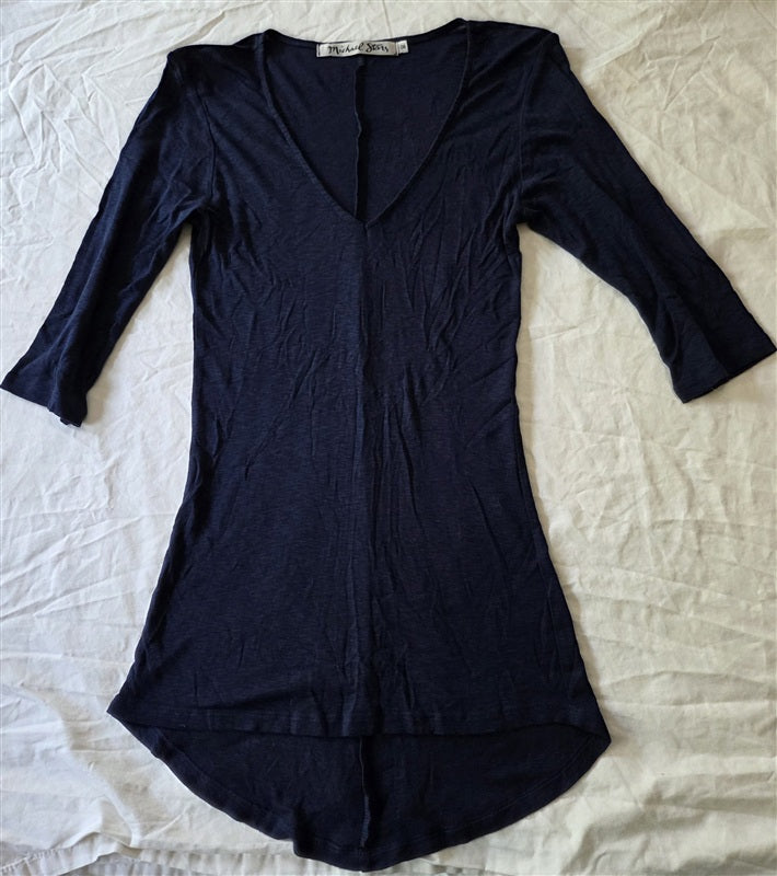 NWOT Michael Stars OS Supima Long Sleeve V Neck Tee Shirt 136871