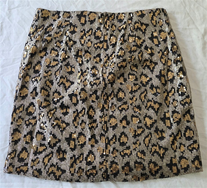 NWT Anthropologie J.O.A. X Small Sequin Animal Print Cheeta Mini Skirt 136874
