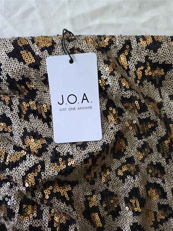 NWT Anthropologie J.O.A. X Small Sequin Animal Print Cheeta Mini Skirt 136874