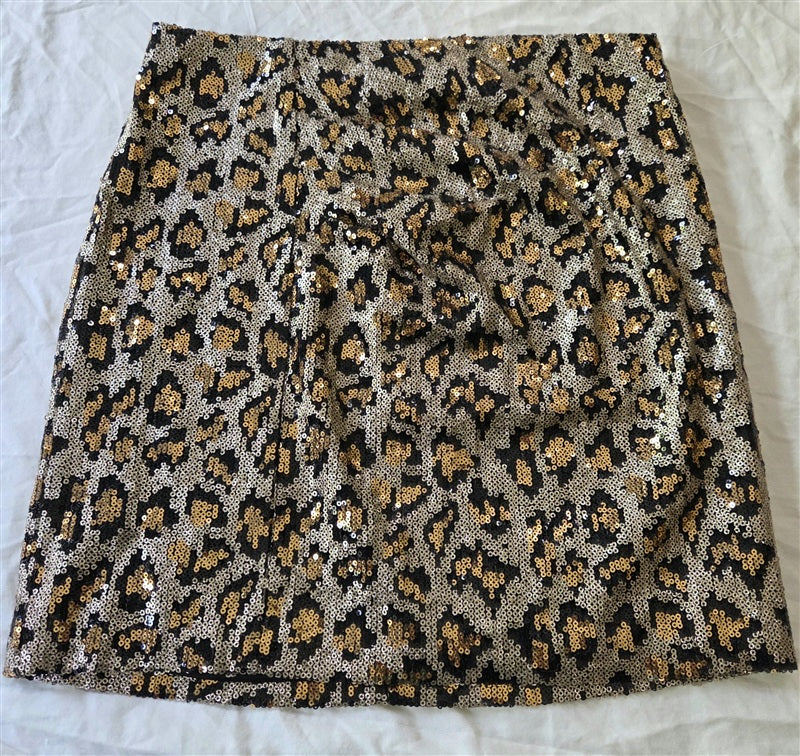 NWT Anthropologie J.O.A. X Small Sequin Animal Print Cheeta Mini Skirt 136874